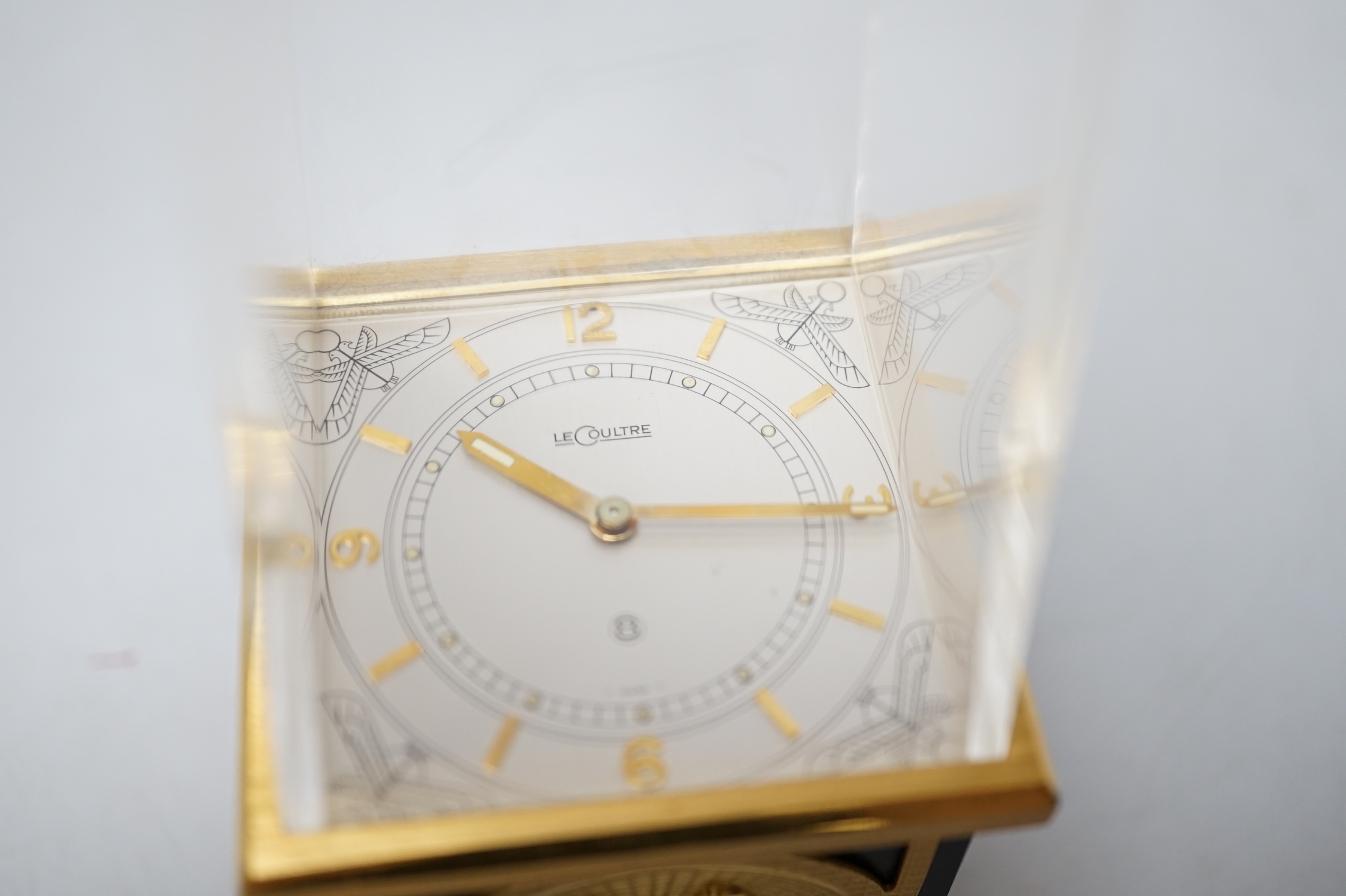 A Le Coultre 8 day ‘obelisk’ clock, 24cm